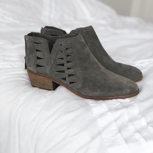 Vince Camuto Grey Suede Booties with Cutouts